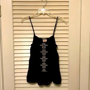 Embroidered black tank top